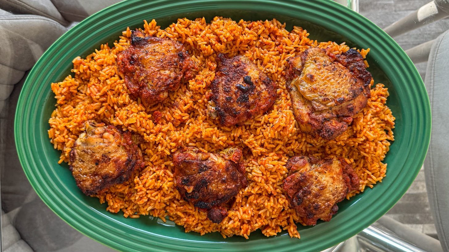 Turkey wing barbecue Jollof rice