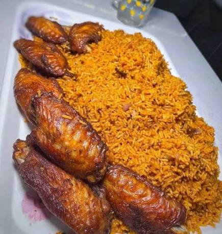 Turkey wing barbecue Jollof rice